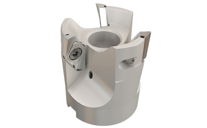 90° Face Mills for Machining Aluminum at High Rotation Speed, Carrying Super Positive and Polished Rake Inserts