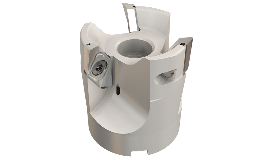 90° Face Mills for Machining Aluminum at High Rotation Speed, Carrying Super Positive and Polished Rake Inserts