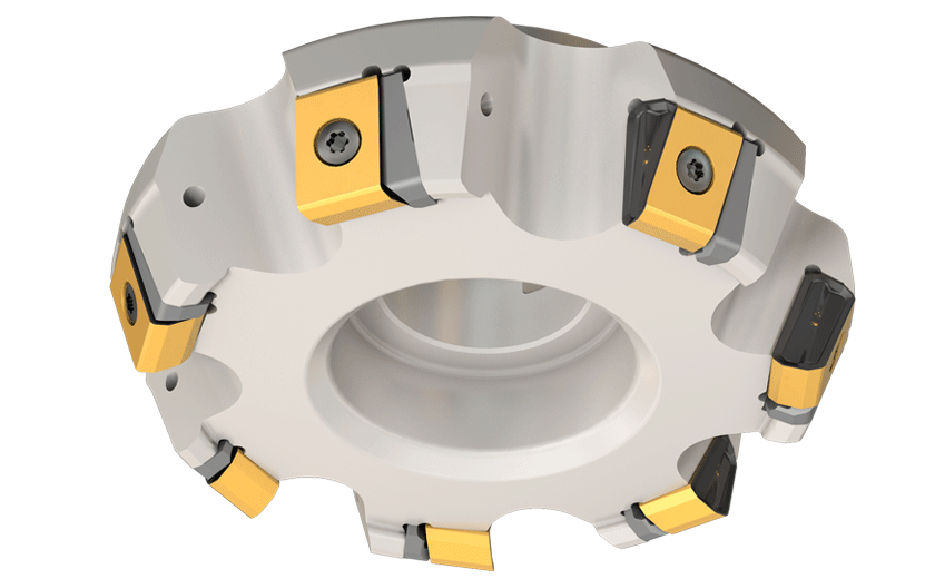 65° Face Mills Carrying Tangentially Clamped Inserts with 4 Helical Cutting Edges
