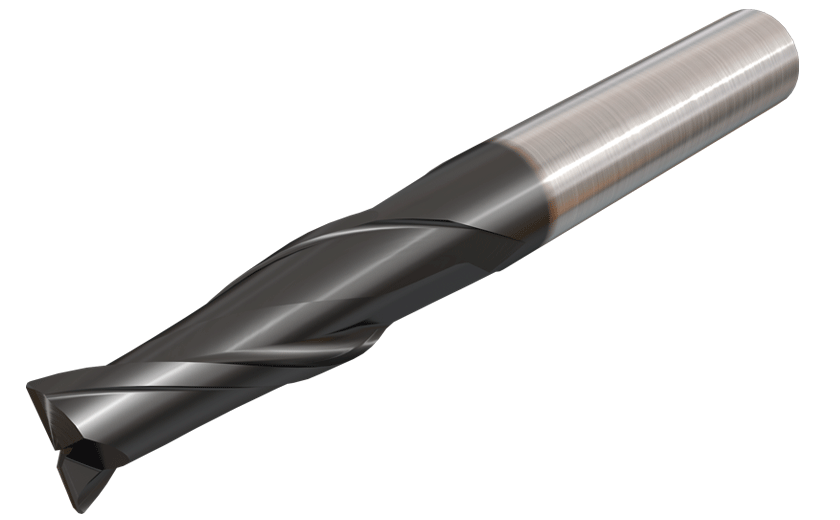 2 Flute 30° Helix, Center Cutting Medium Length Solid Carbide Endmills with Chamfered Corners