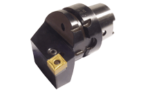 HSK holder for longitudinal turning with negative 80° diamond inserts.