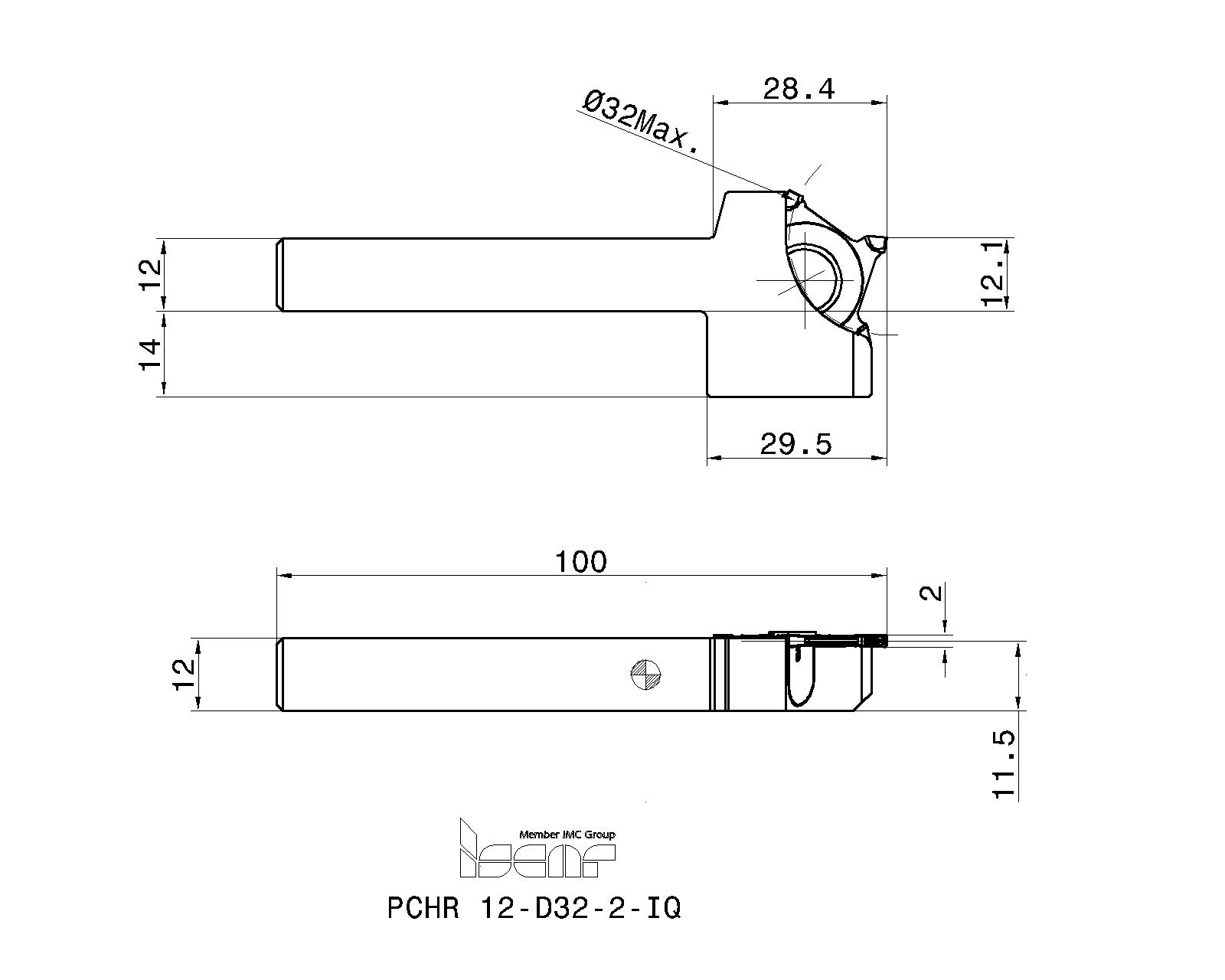 ISCAR Cutting Tools - Metal Working Tools - PCHR/L-D-IQ : 2302676 