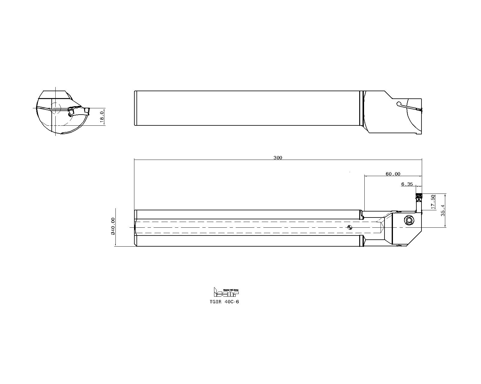 イスカル トップグリップ ホルダー ＴＧＩＲ／Ｌ−Ｃ TGIR 40C-6 627-0506-