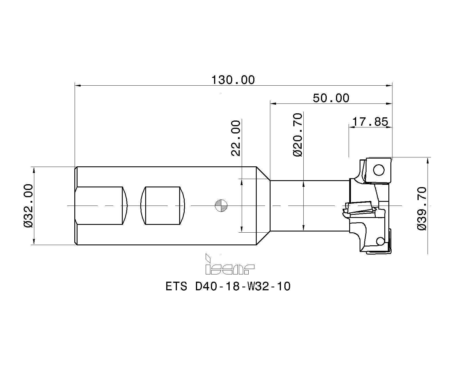 正規激安 イスカル ヘリクアッド Tスロッター ETS D40-18-W32-10