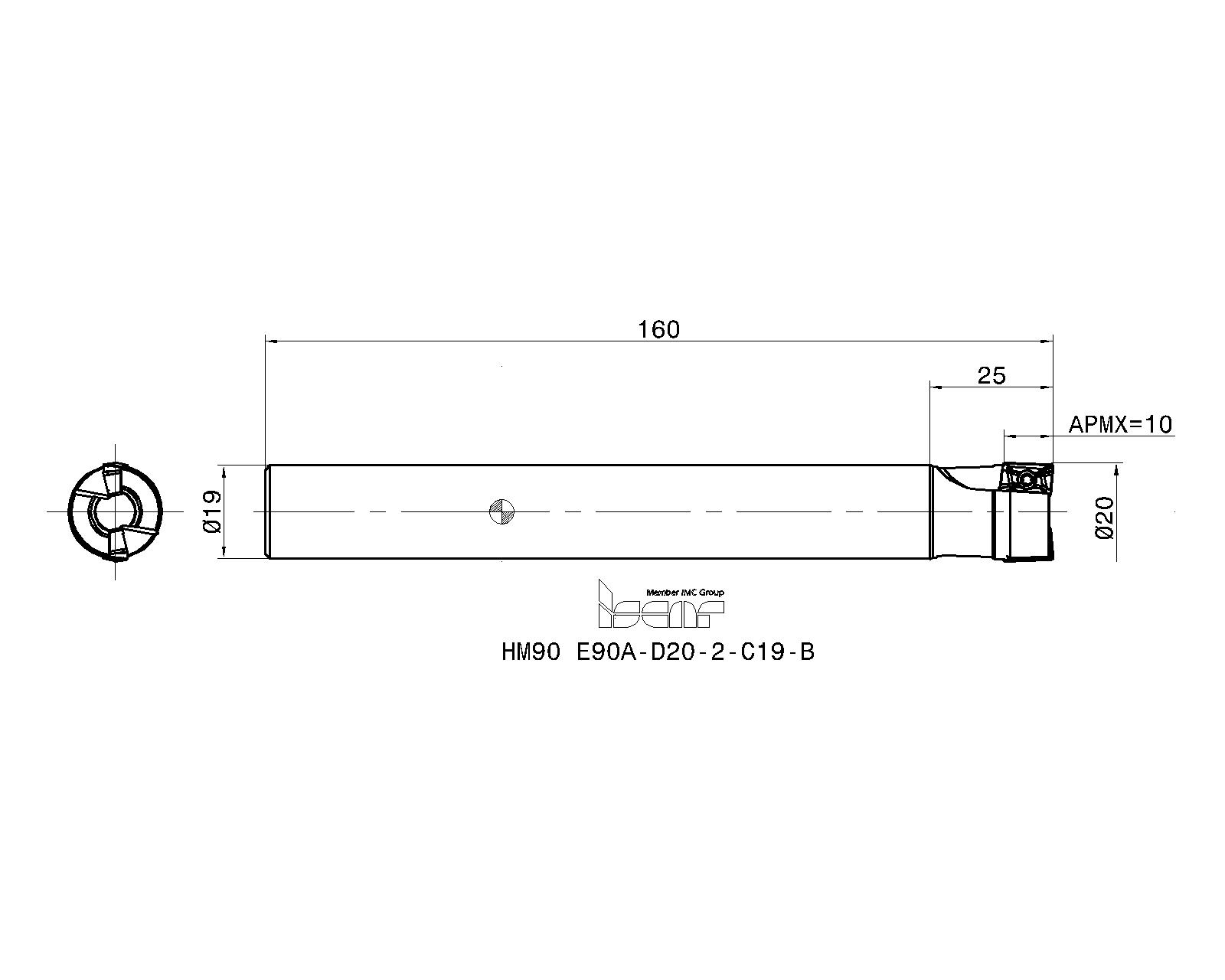 イスカル ヘリ2000 エンドミル HM90 E90A HM90 E90A-D20-2-C20-LB イスカルジャパン(株) - 2