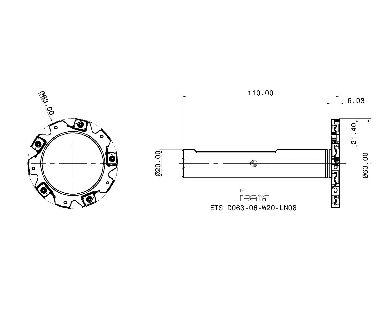 ISCAR Cutting Tools - Metal Working Tools - ETS-LN08 : 3104554