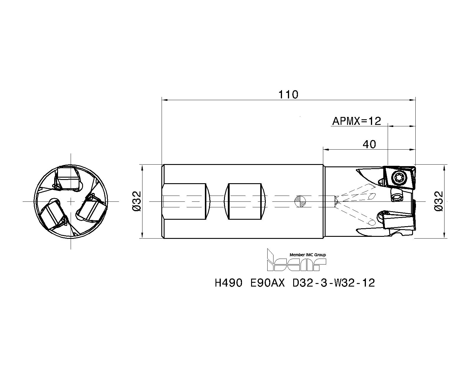 ISCAR Cutting Tools - Metal Working Tools - H490 E90AX-12