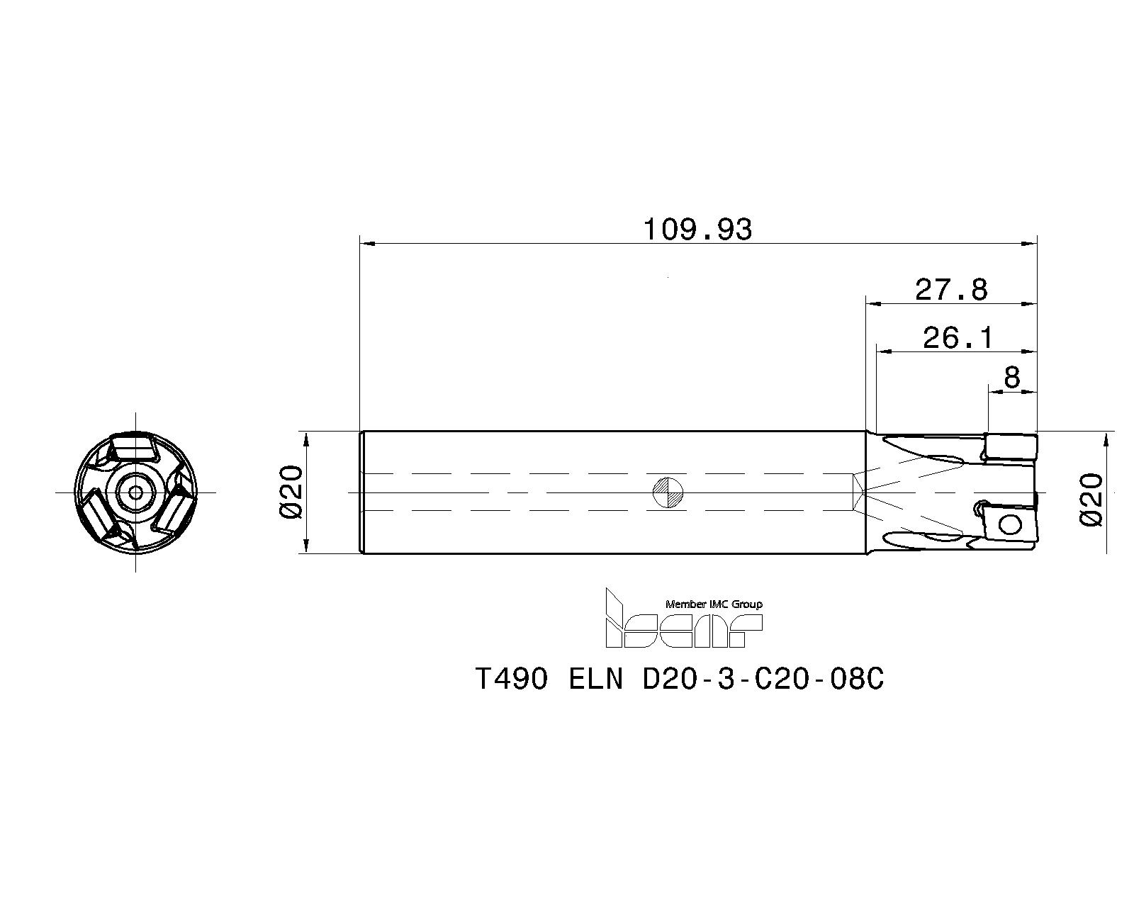 ISCAR Cutting Tools - Metal Working Tools - T490 ELN-08 : 3105490 