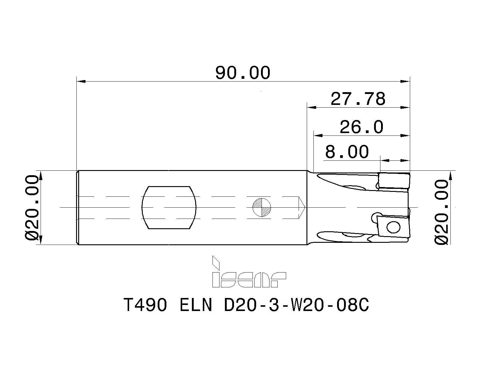 クーポンで半額☆2280円！ イスカル イスカル（ISCAR） イスカル ヘリタング T490 ELN D20-2-C20-08C 1本  362-3866（直送品）