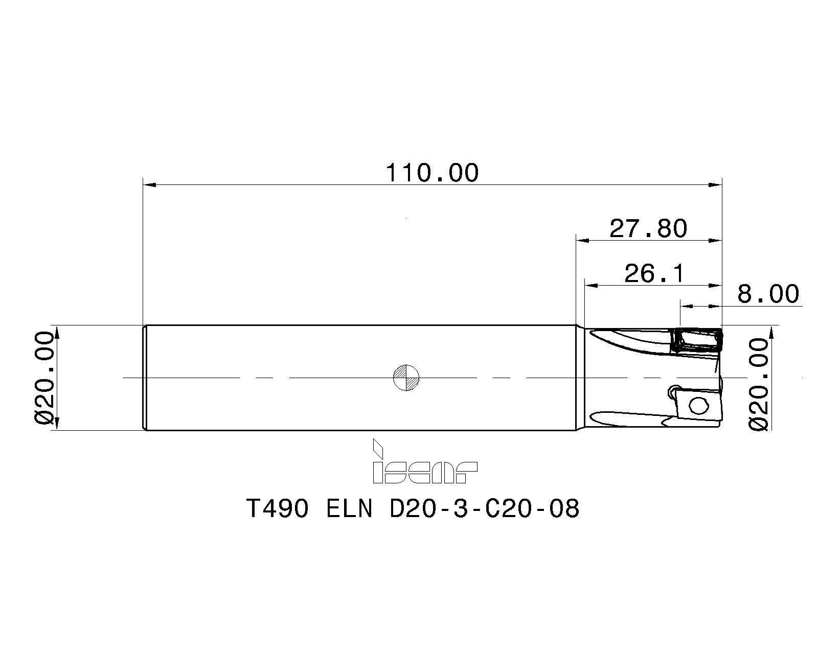 クーポンで半額☆2280円！ イスカル イスカル（ISCAR） イスカル ヘリタング T490 ELN D20-2-C20-08C 1本  362-3866（直送品）