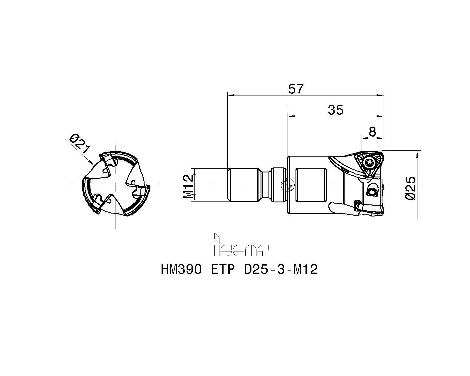 ISCAR Cutting Tools - Metal Working Tools - HM390 ETP-M : 3106995