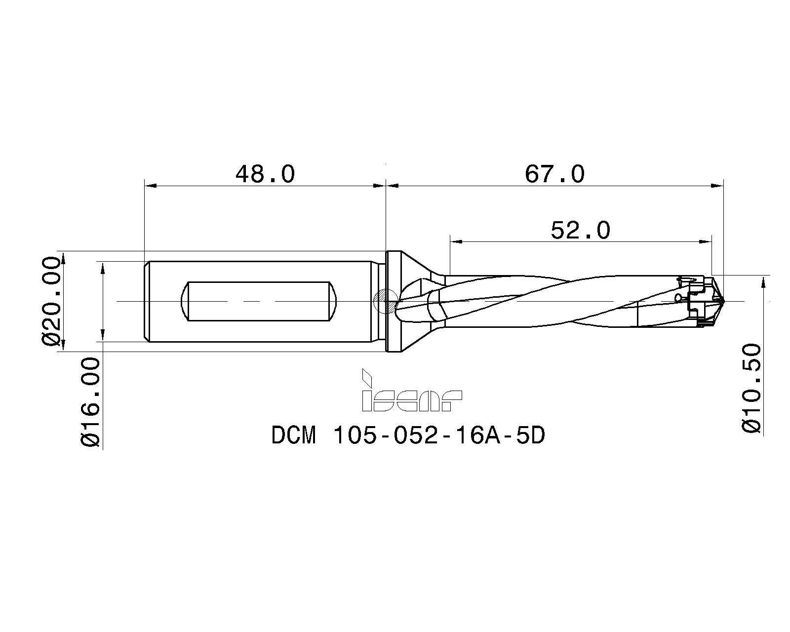 0 5xD Dcm 100-050-16A Rivestito M.Corona H48439 DCM ISCAR Vollbohrer Ø10 