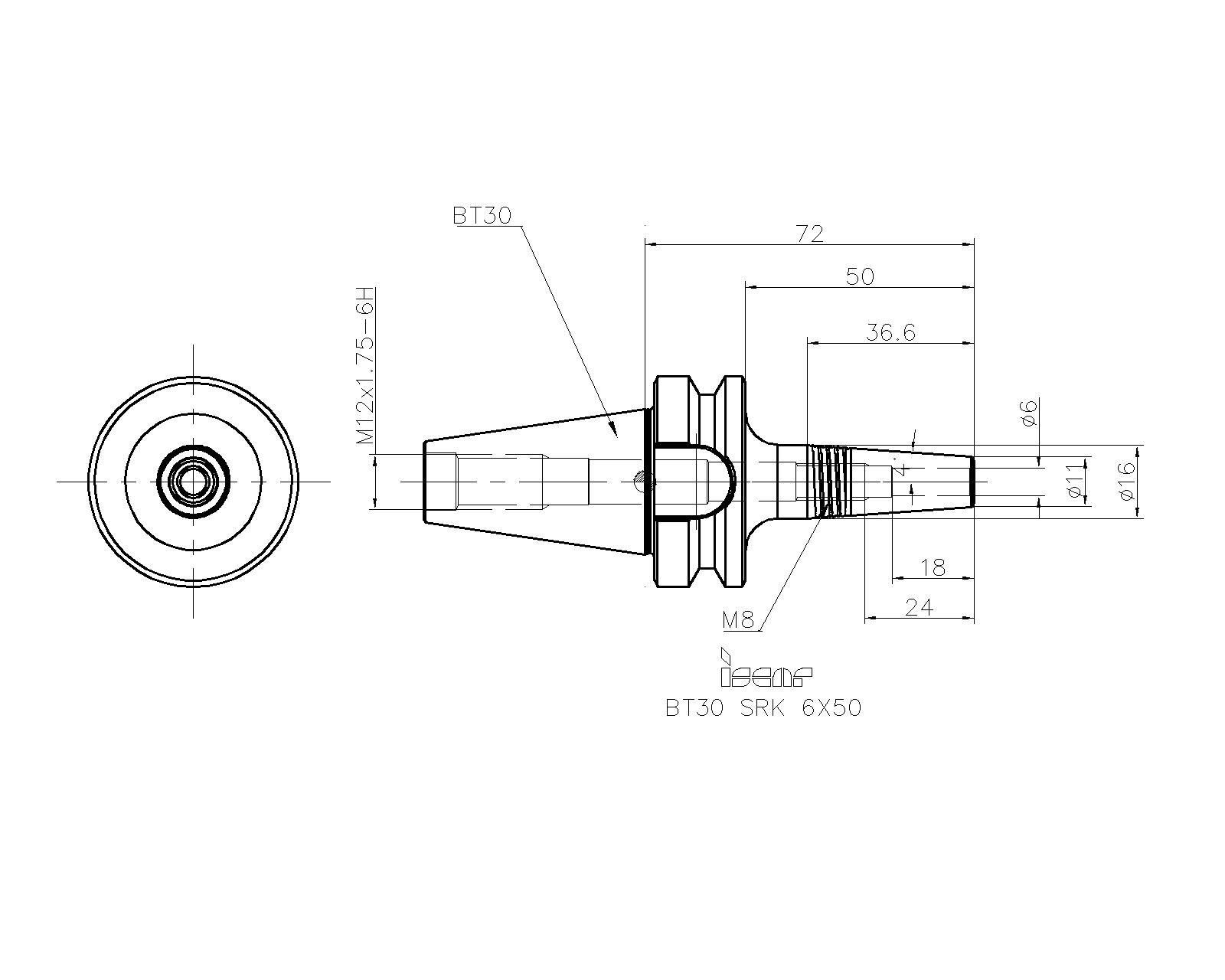 ISCAR Cutting Tools - Metal Working Tools - BT-SRK : 3310798 - BT30 SRK 6X50