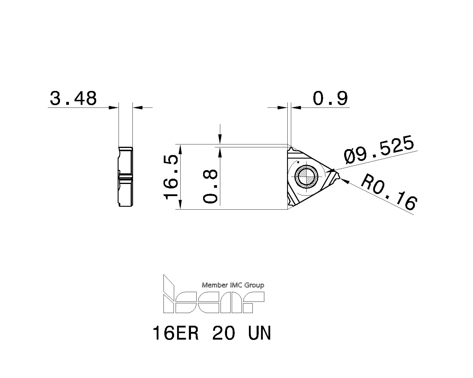 Length: 16mm Threading Inserts Pack of 5 inserts. Pitch: 16 TPI Unified External 16 ER 16 UN P25C UN I.C.: 3//8