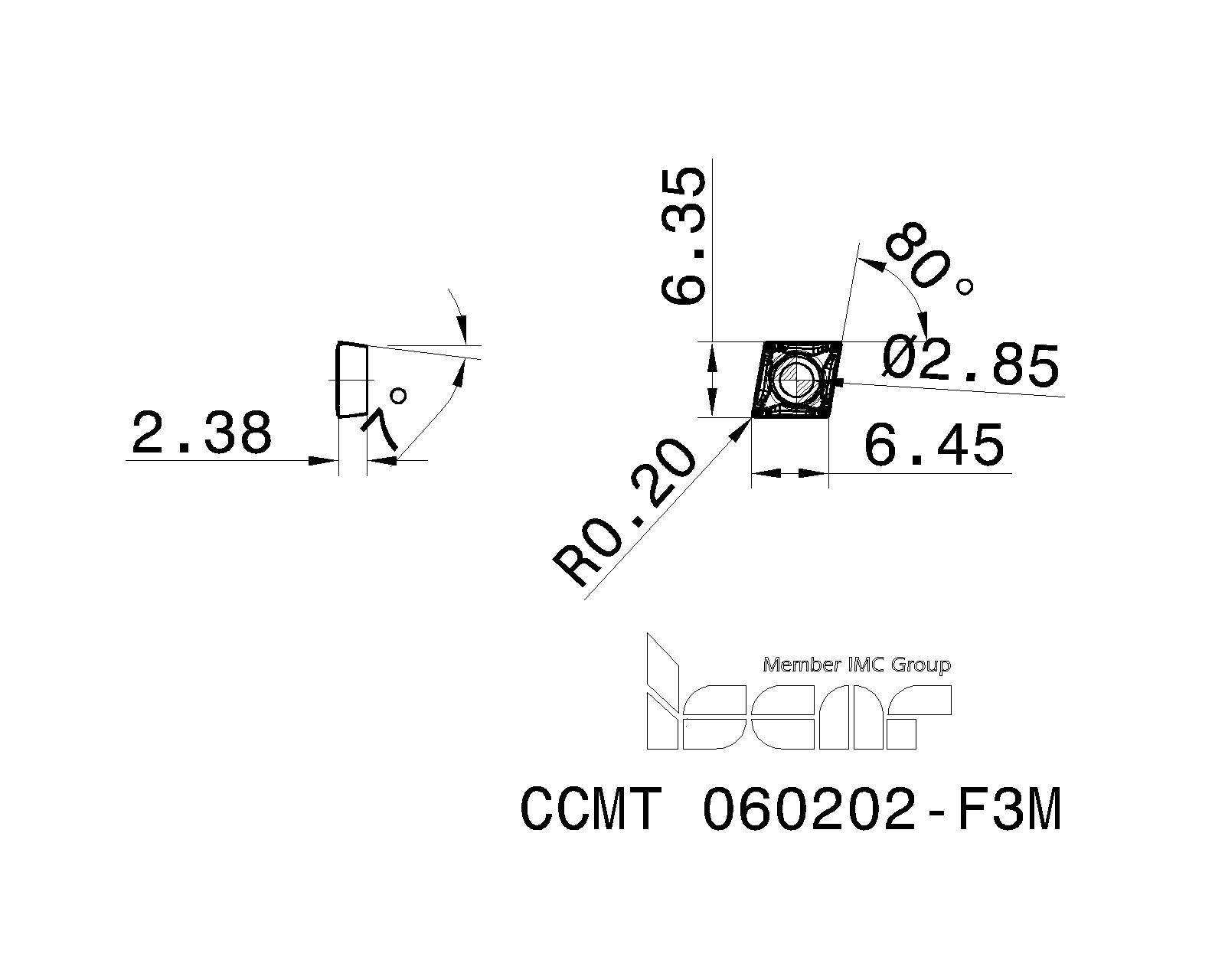 ISCAR Cutting Tools Metal Working Tools CCMTF3M 3358948 CCMT 060202F3M