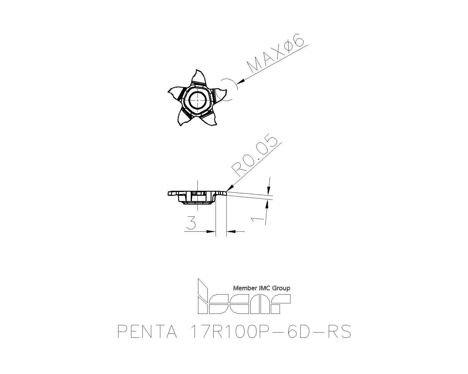 ISCAR Cutting Tools - Metal Working Tools - PENTA 17R/L-P-RS : 3360535 -  PENTA 17R100P-6D-RS