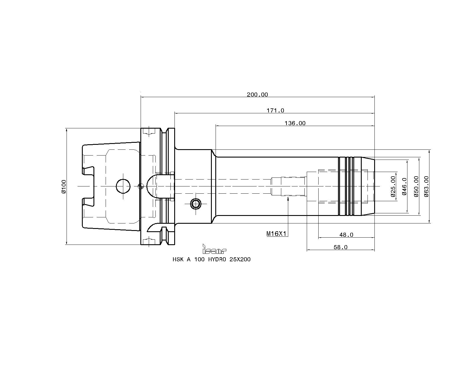 ISCAR Cutting Tools - Metal Working Tools - HSK A-HYDRO (long) : 4559339 -  HSK A100 HYDRO 25X200