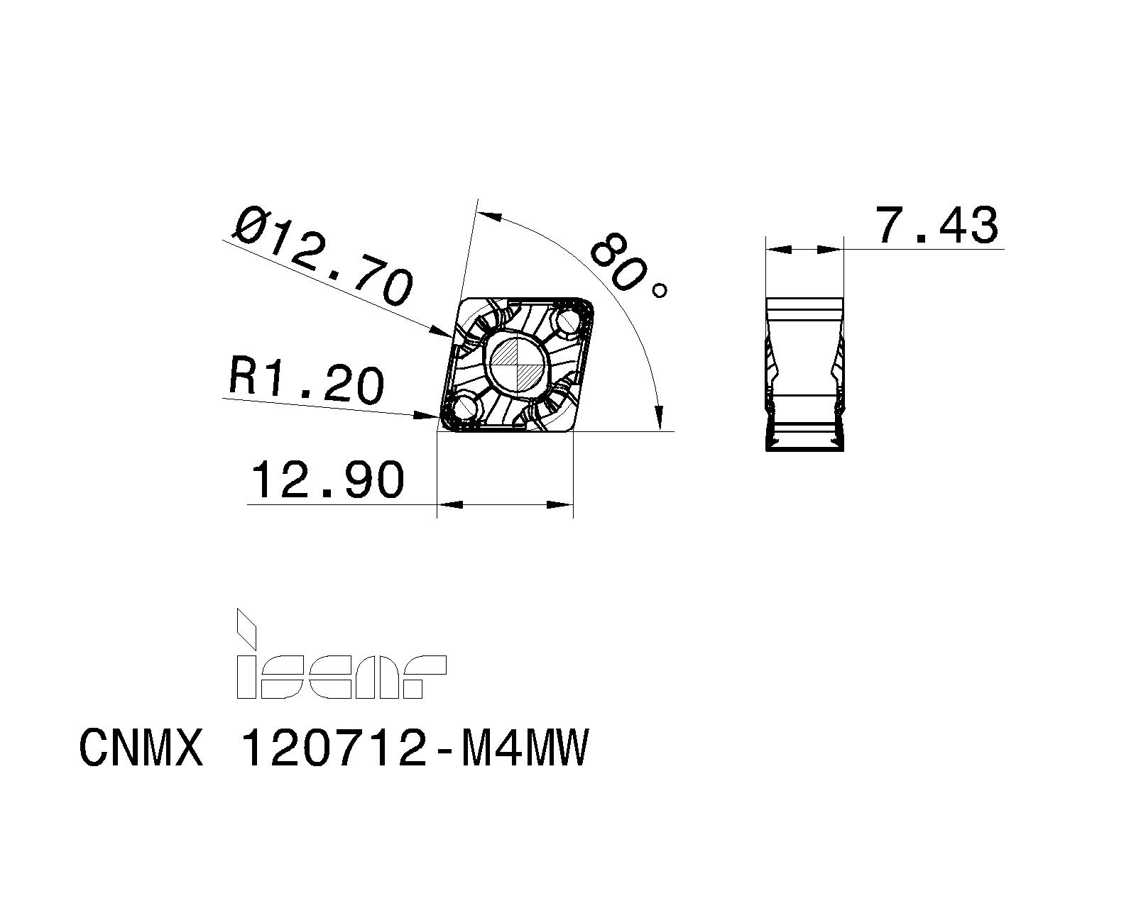 ISCAR Cutting Tools - Metal Working Tools - CNMX-M3/4MW : 5510109 - CNMX  120712-M4MW