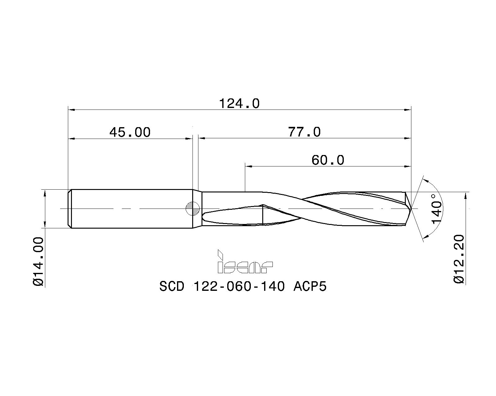 ISCAR Cutting Tools - Metal Working Tools - SCD-ACP5 (5xD) : 5531775 - SCD  122-060-140 ACP5
