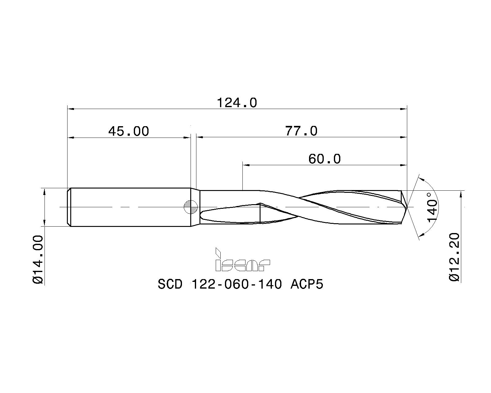 ISCAR Cutting Tools - Metal Working Tools - SCD-ACP5 (5xD) : 5531775 - SCD 122-060-140 ACP5