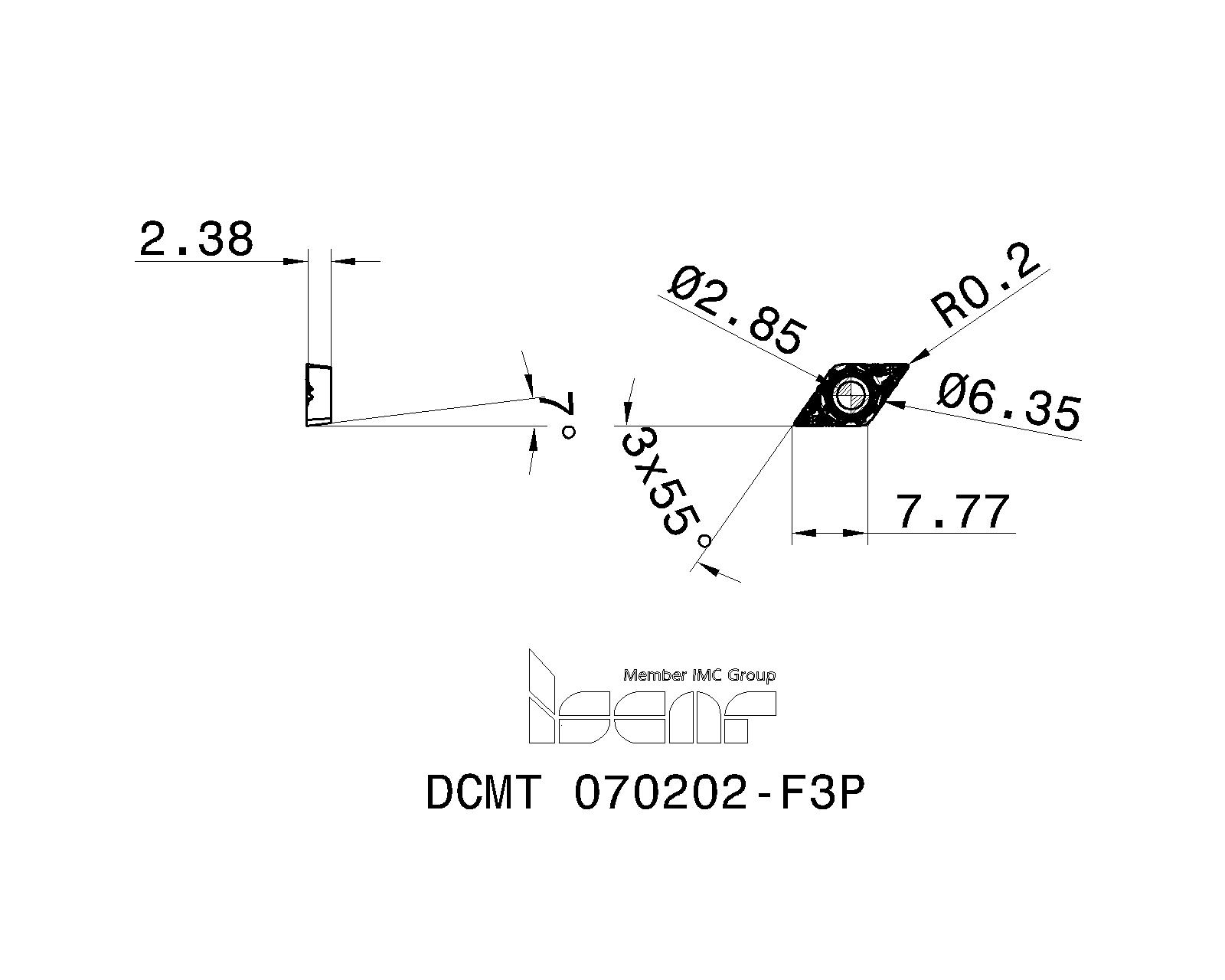 ISCAR Cutting Tools - Metal Working Tools - DCMT-F3P : 5566866 - DCMT ...