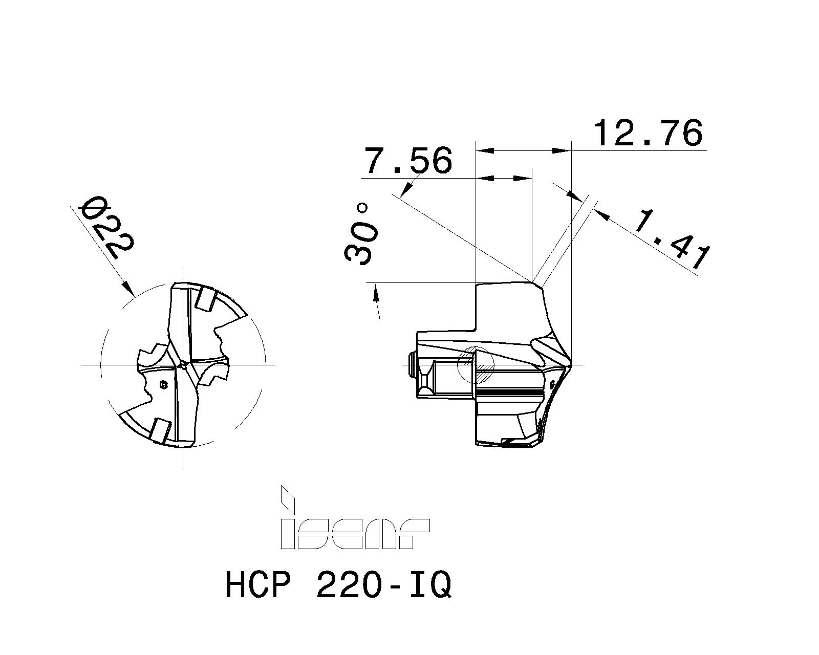 ISCAR 1 x ISCAR Modularer Bohrkopf HCP 086-IQ IC908 ø 8,6 mm für DCN.. 
