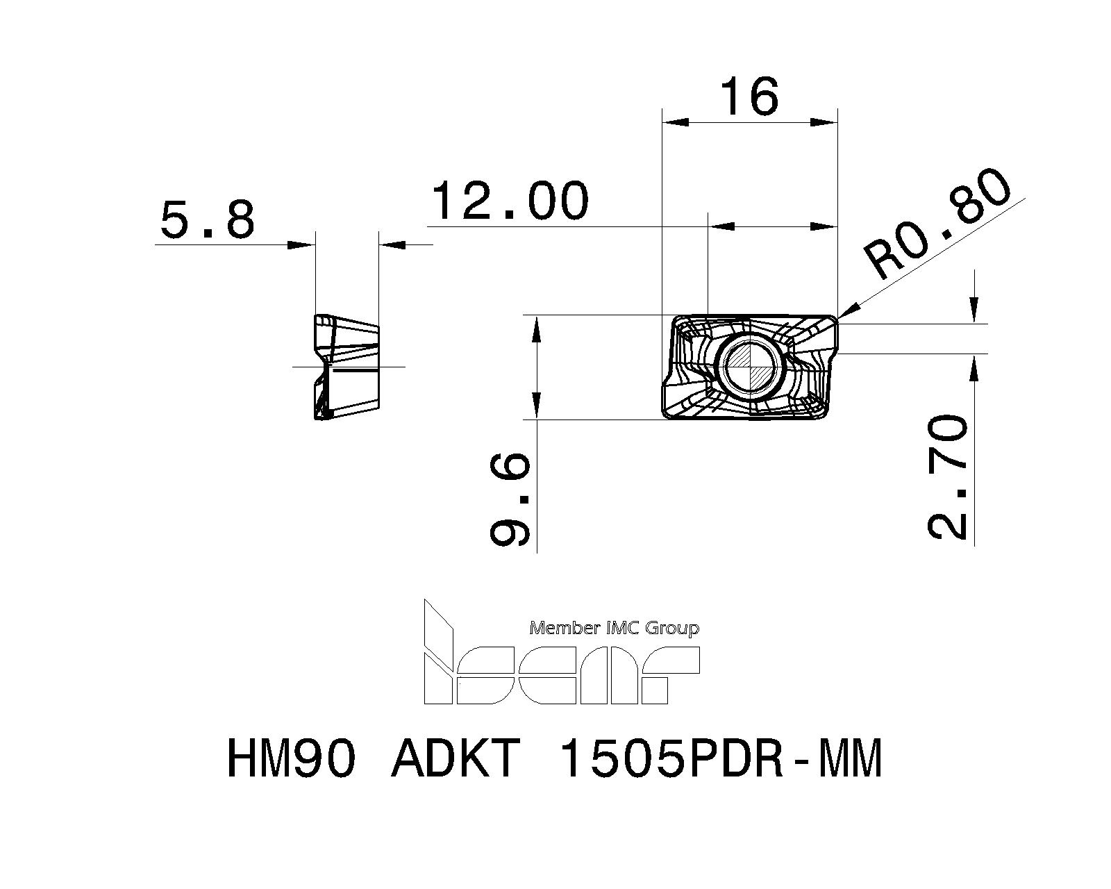 ISCAR Cutting Tools - Metal Working Tools - HM90 ADKT 1505