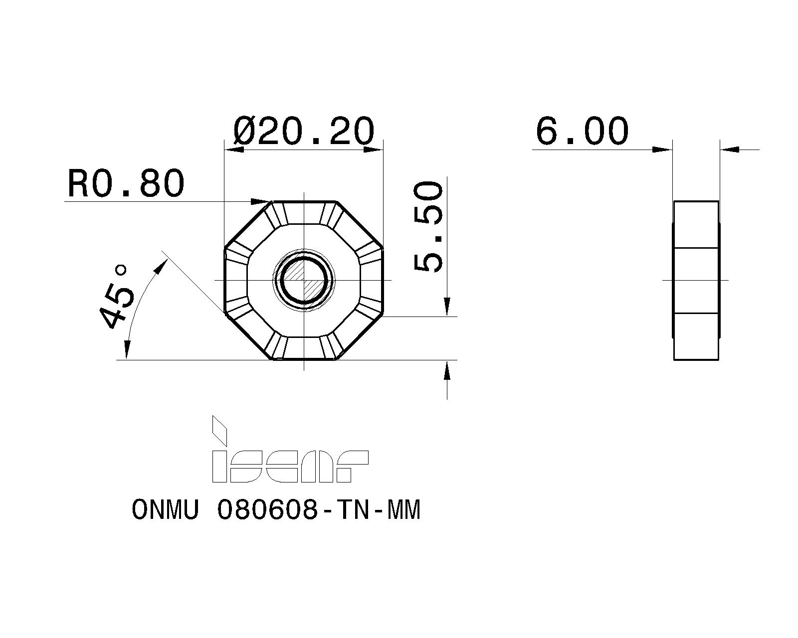 ISCAR ONMU 080608-TN IC4100 ONMU 08 06 08-TN IC4100 10 PCS CARBIDE INSERTS