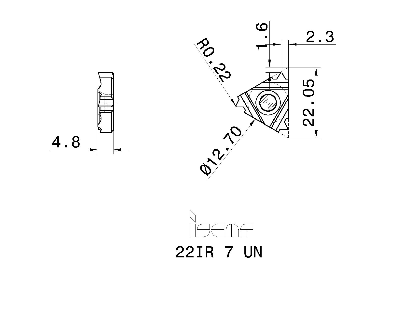 ISCAR Cutting Tools - Metal Working Tools - IR/L-UN : 5902155 - 22IR 7 UN