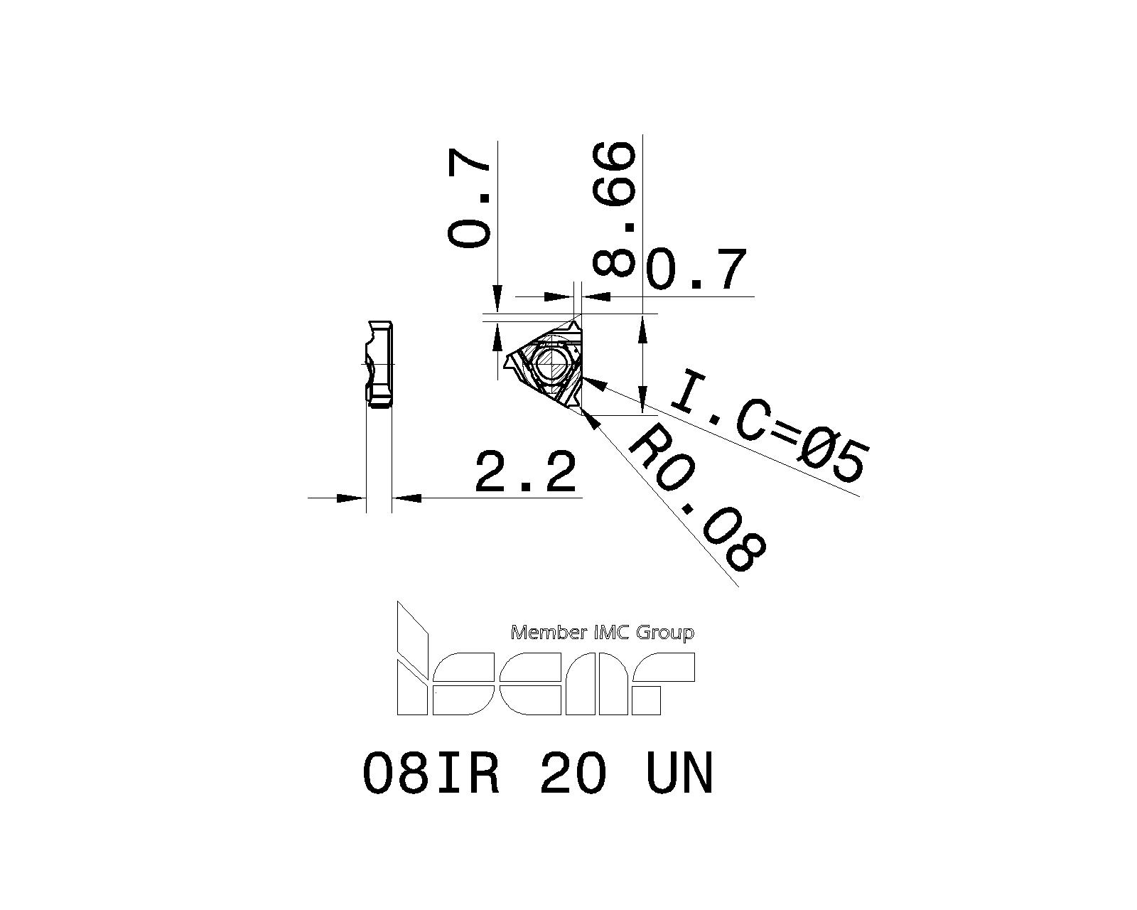ISCAR Cutting Tools - Metal Working Tools - IR/L-UN : 5993425 - 08IR 20 UN
