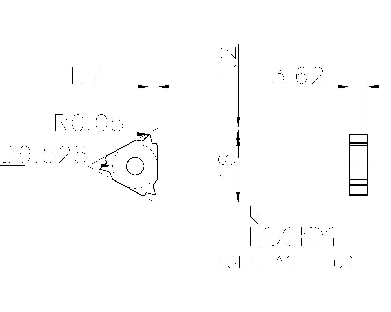 ISCAR Cutting Tools Metal Working Tools ER/L60° 5994262 16EL AG 60