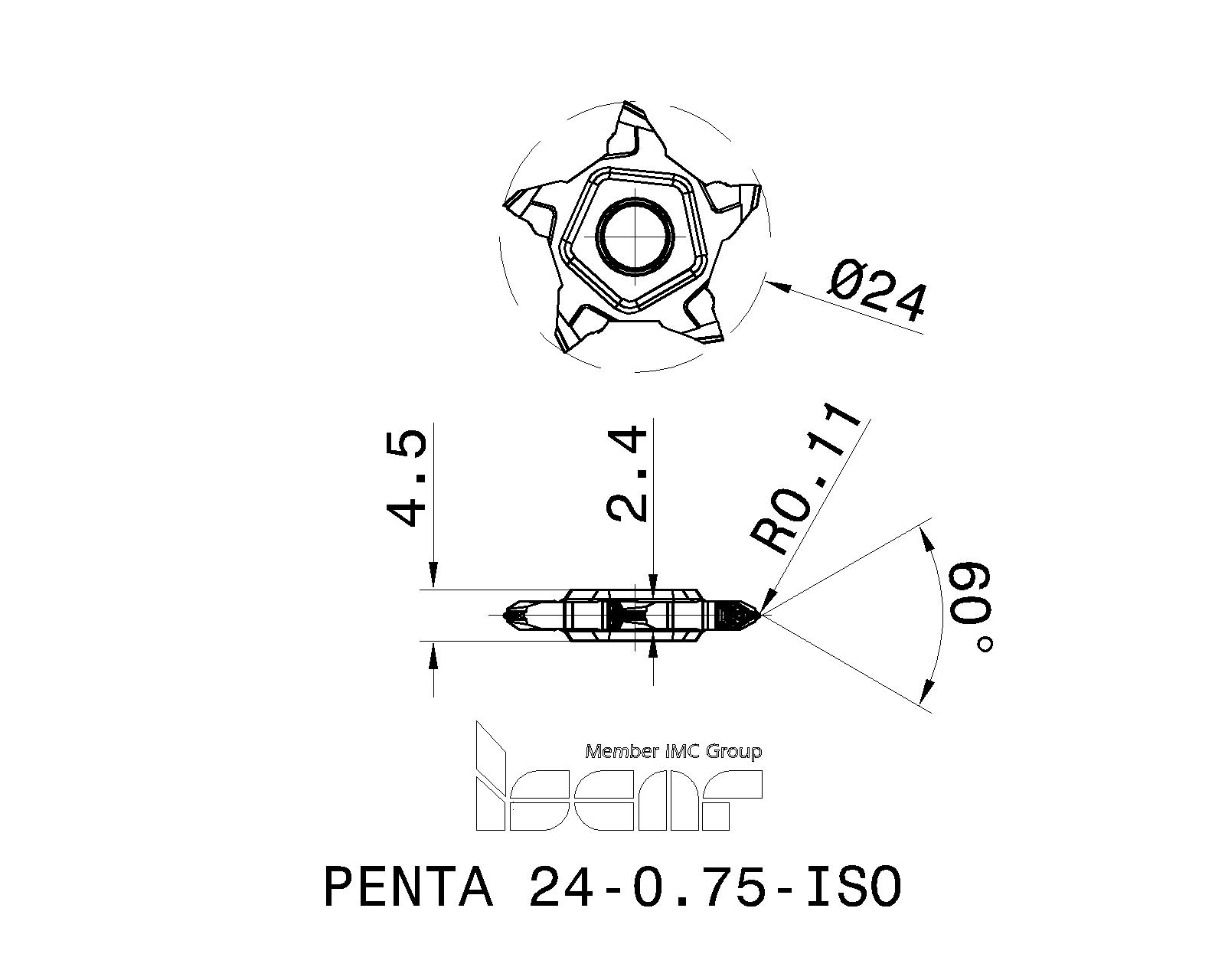 ISCAR Cutting Tools - Metal Working Tools - PENTA 24-ISO : 6004678