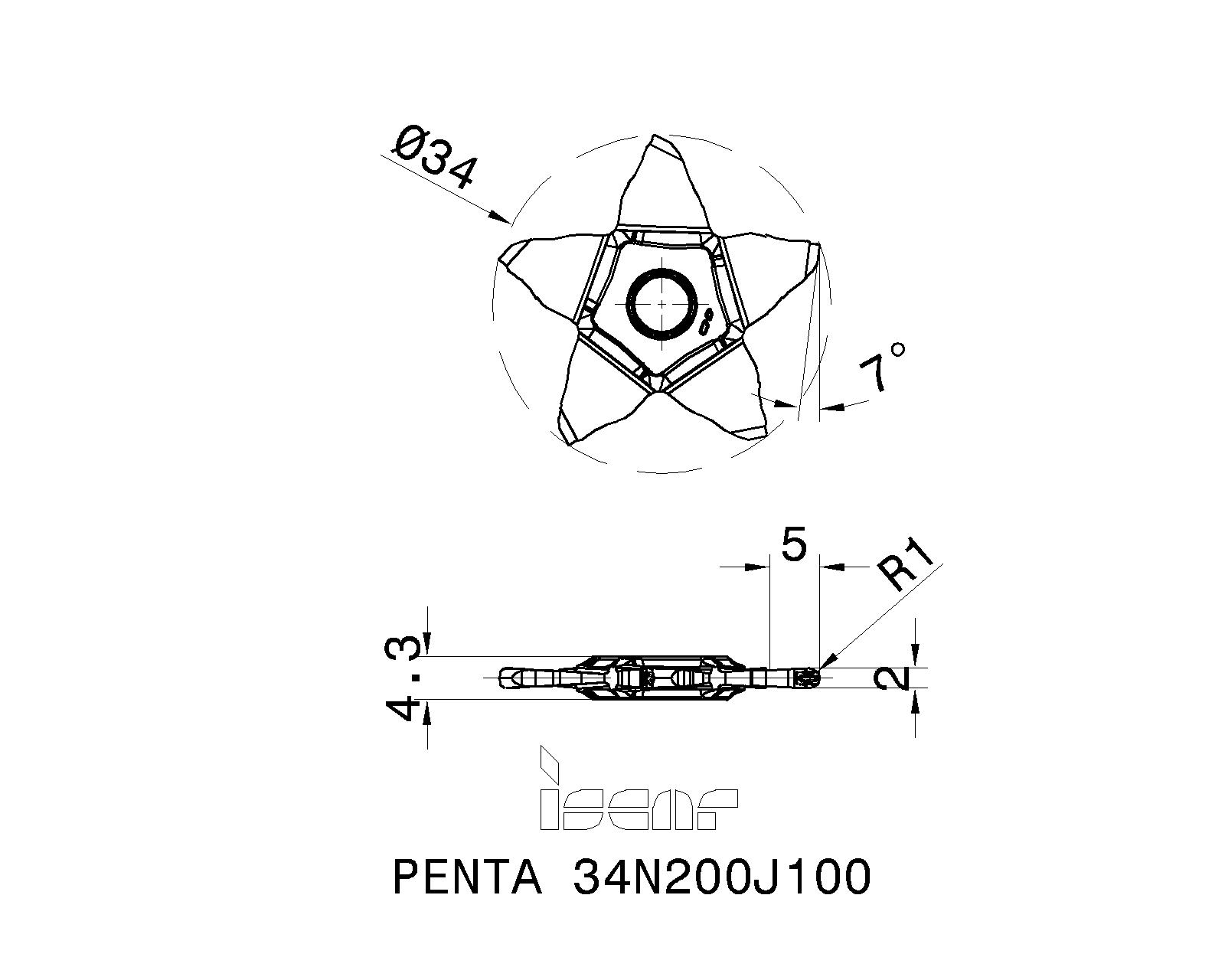 ISCAR Cutting Tools - Metal Working Tools - PENTA 34N-J : 6004761