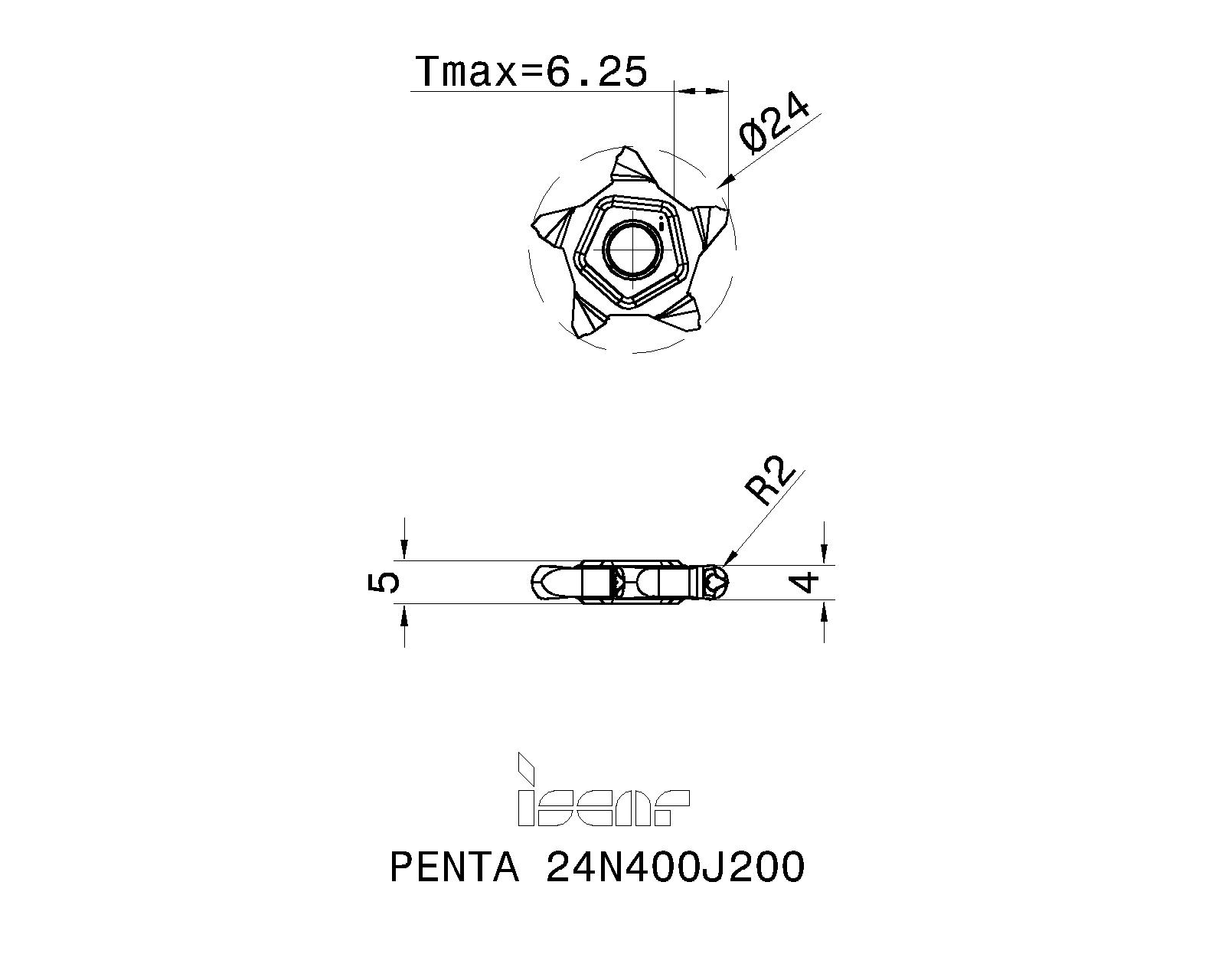 イスカル ペンタカット IC1008 5個 PENTA 24N050J004:IC1008：工具屋