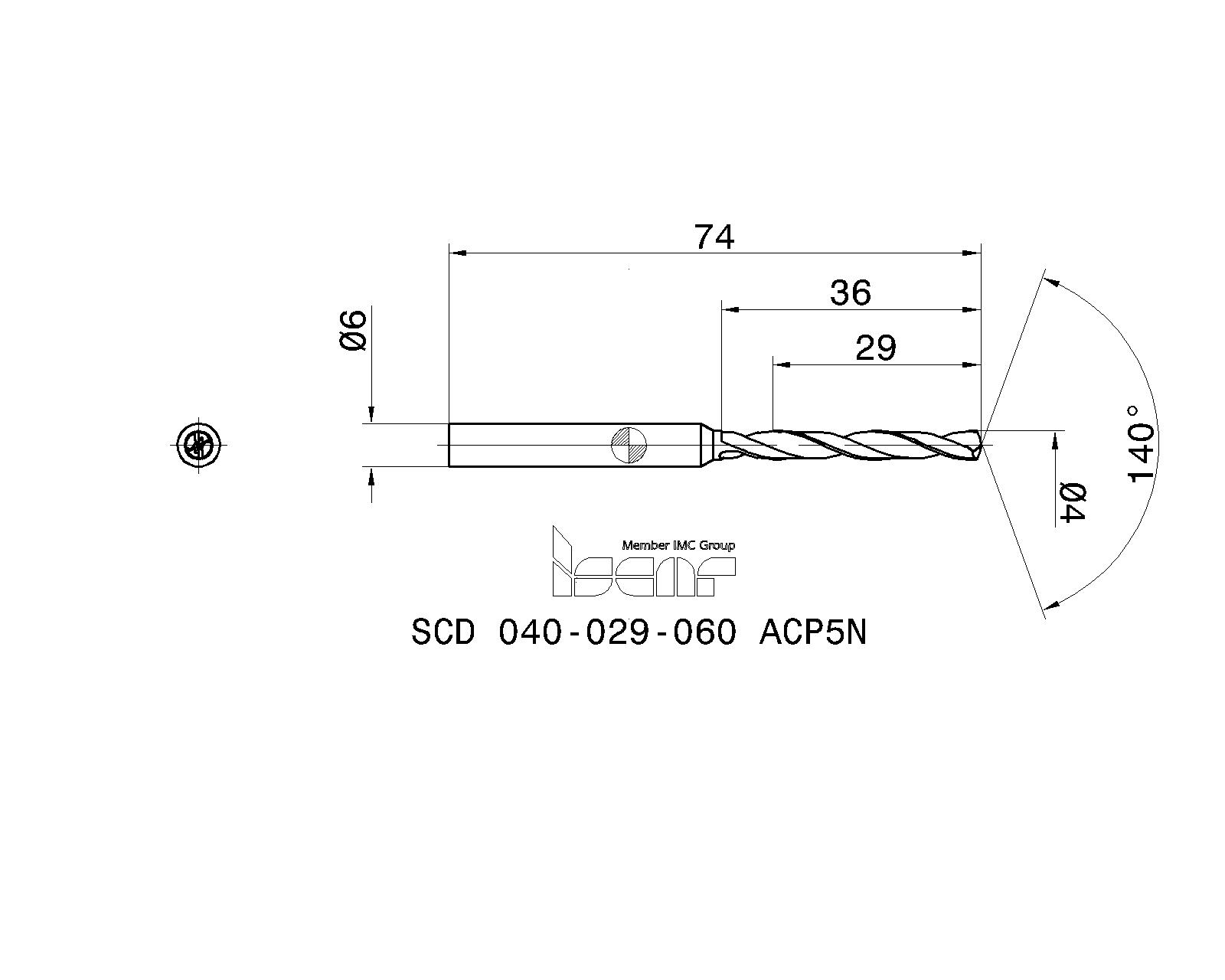 □イスカル 超硬ソリッドドリル SCD-ACP5N IC908 SCD044029060ACP5N