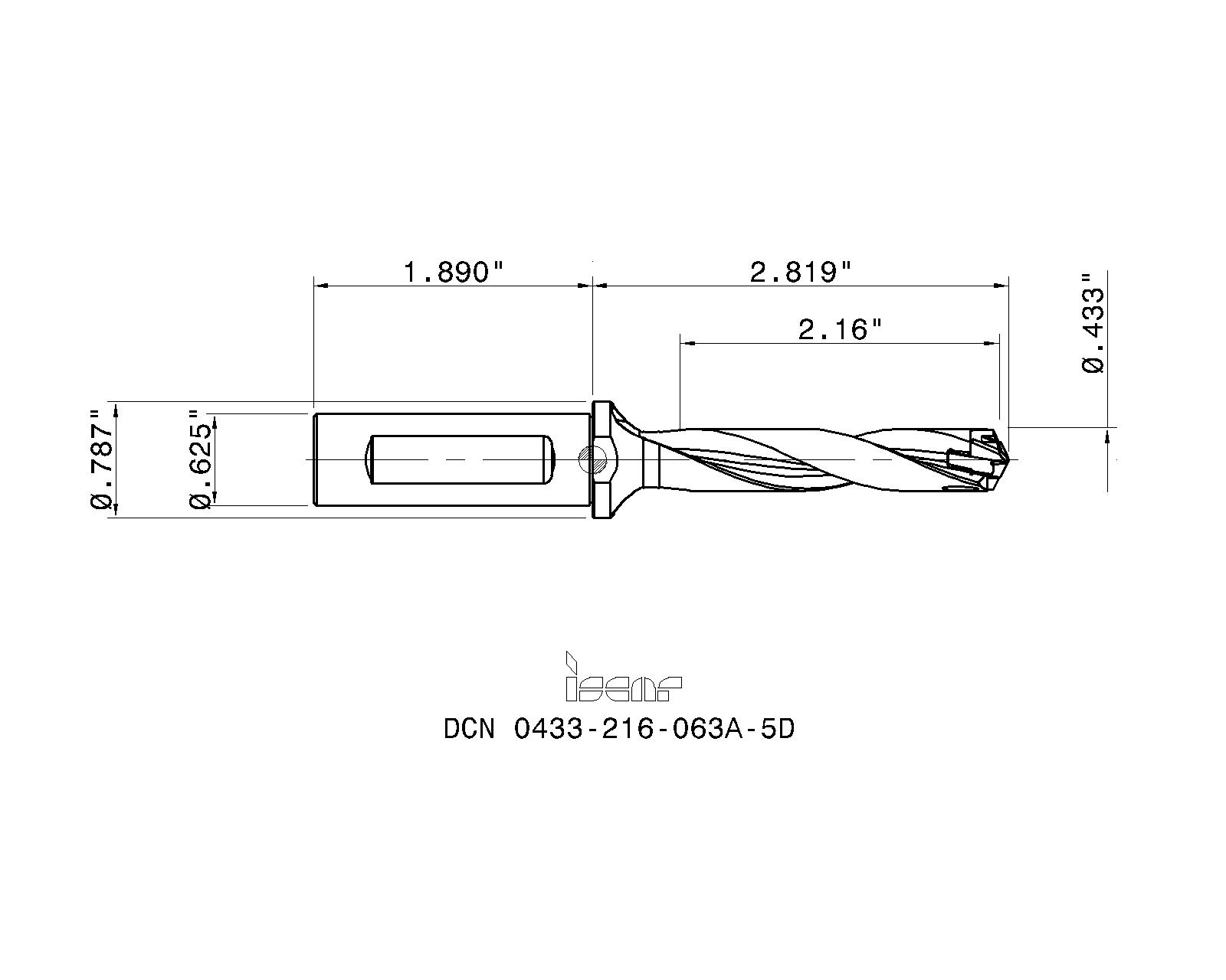 ISCAR DSM 0433-216-063a-5d Chamdrilljet 5xd Drill Body for sale online 