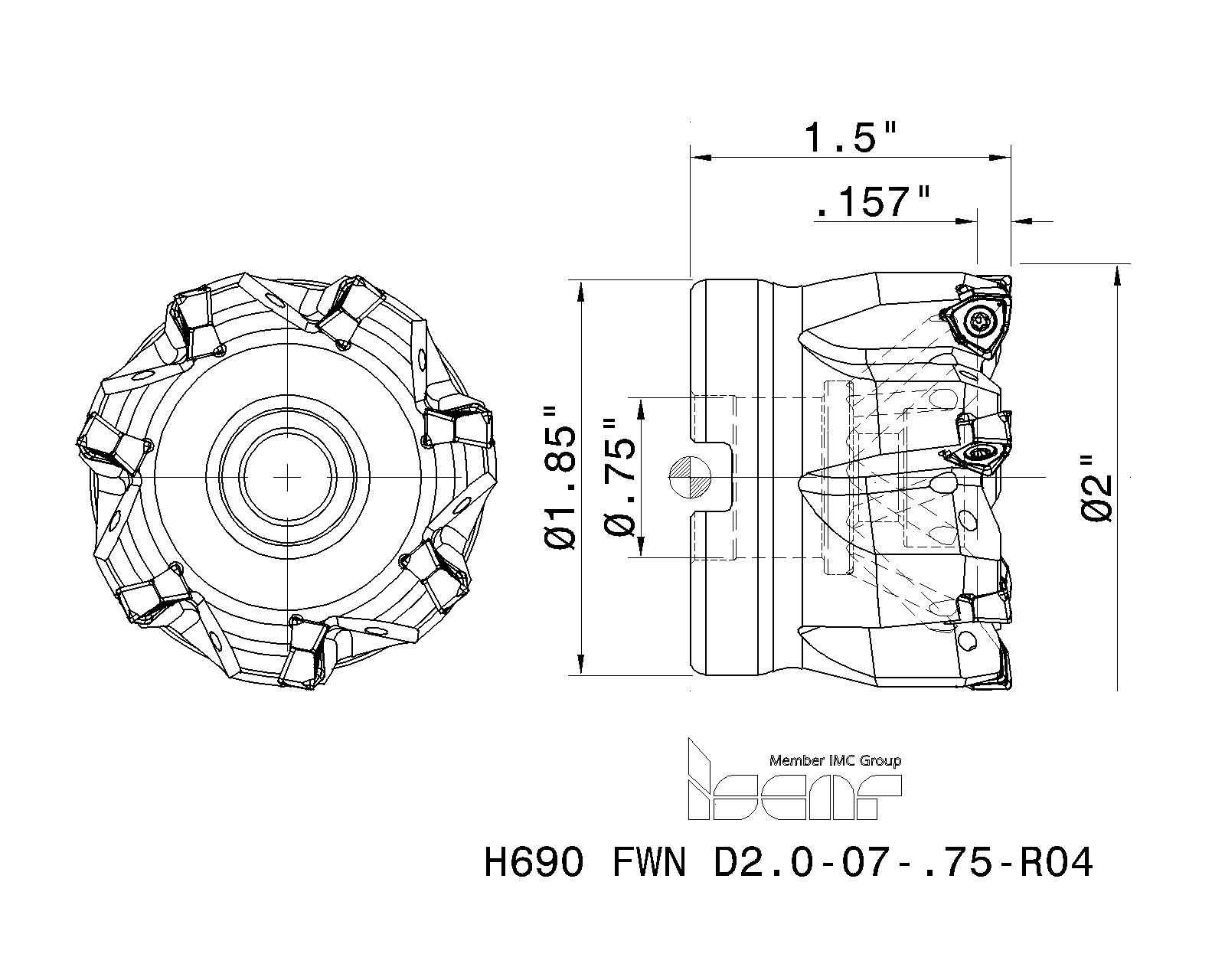 ISCAR Cutting Tools Metal Working Tools H690 FWN04 3341169 H690 FWN D2.007.75R04