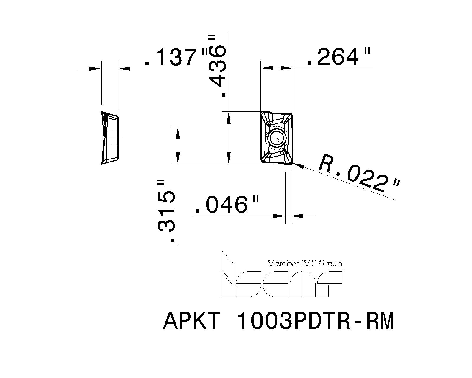 ISCAR Cutting Tools Metal Working Tools APKT 1003PDTR/LRM 3421453 APKT 1003PDTRRM