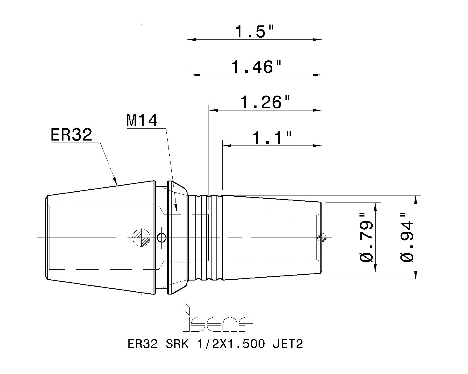 ISCAR Cutting Tools Metal Working Tools ER-SRK-JET2 4500907 ER32  SRK 1/2X1.500 JET2
