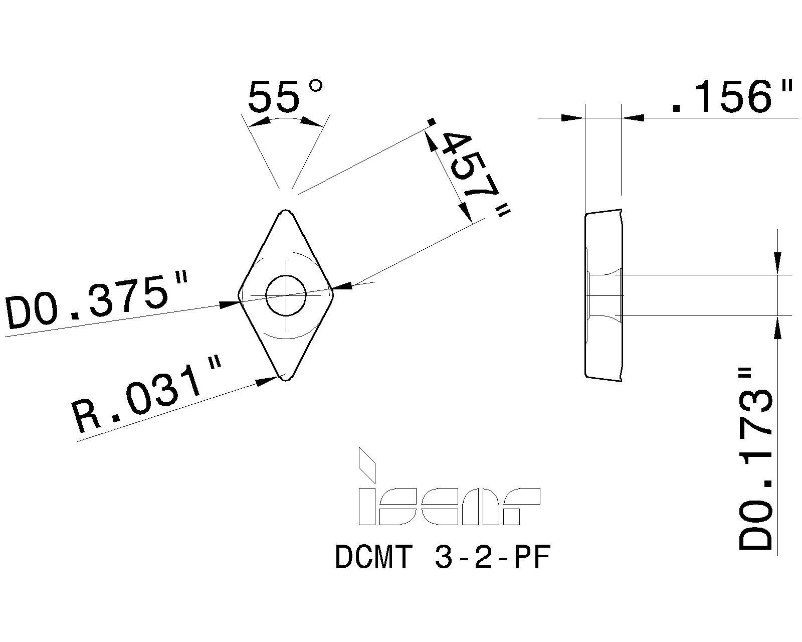 ISCAR Cutting Tools - Metal Working Tools - DCMT/DCGT-PF : 5595131