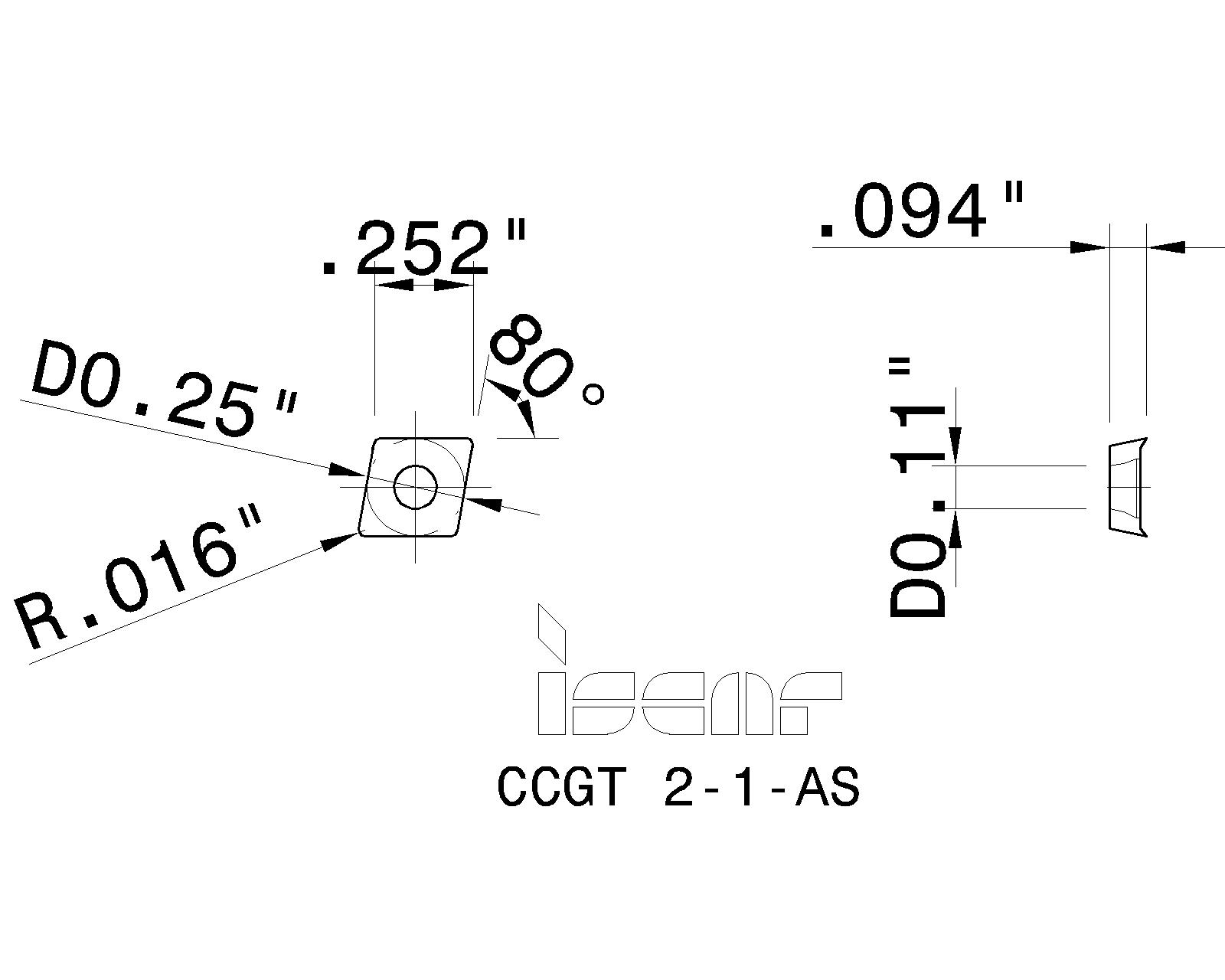 CCGT 2-0 IC30N ISCAR INSERT