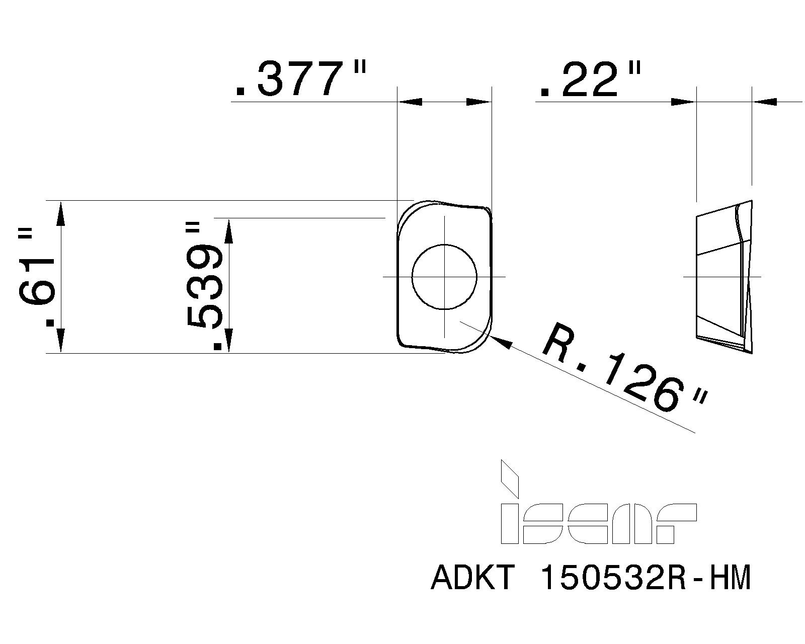 ADKT 150532R-HM Item# 5601349 Grade:IC328 Iscar HELIMILL Insert 