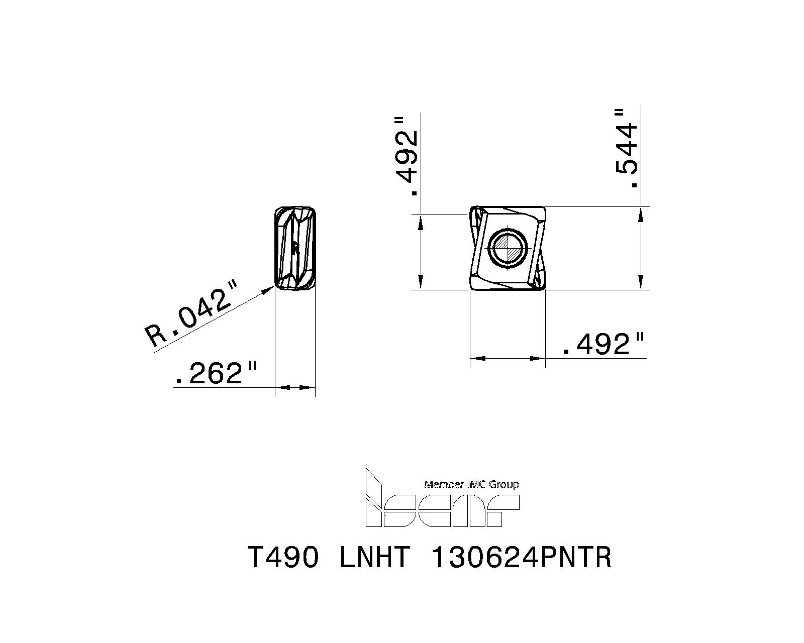 ISCAR 5606324 Insert Milling T490 LNMT Rect Carbide R for sale online 
