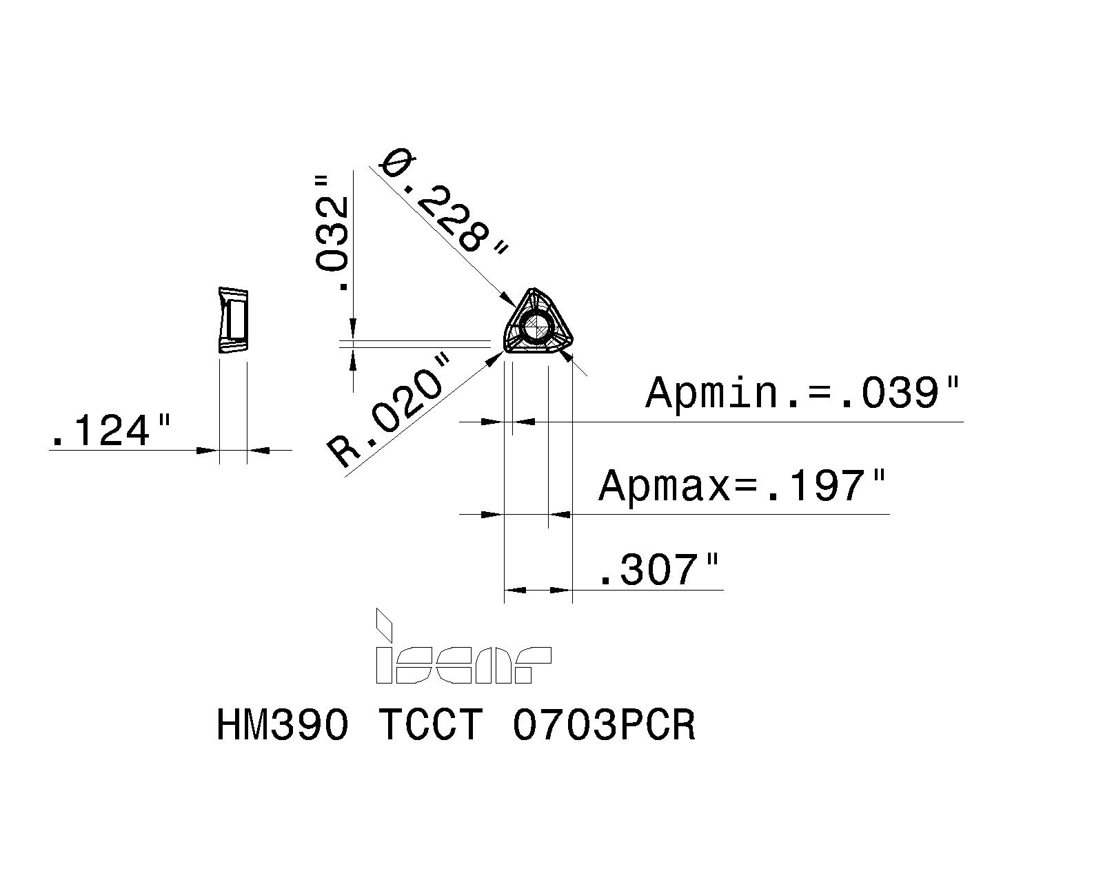 ISCAR HM390 TCKT 0703 PCTR IC830-10 Inserts
