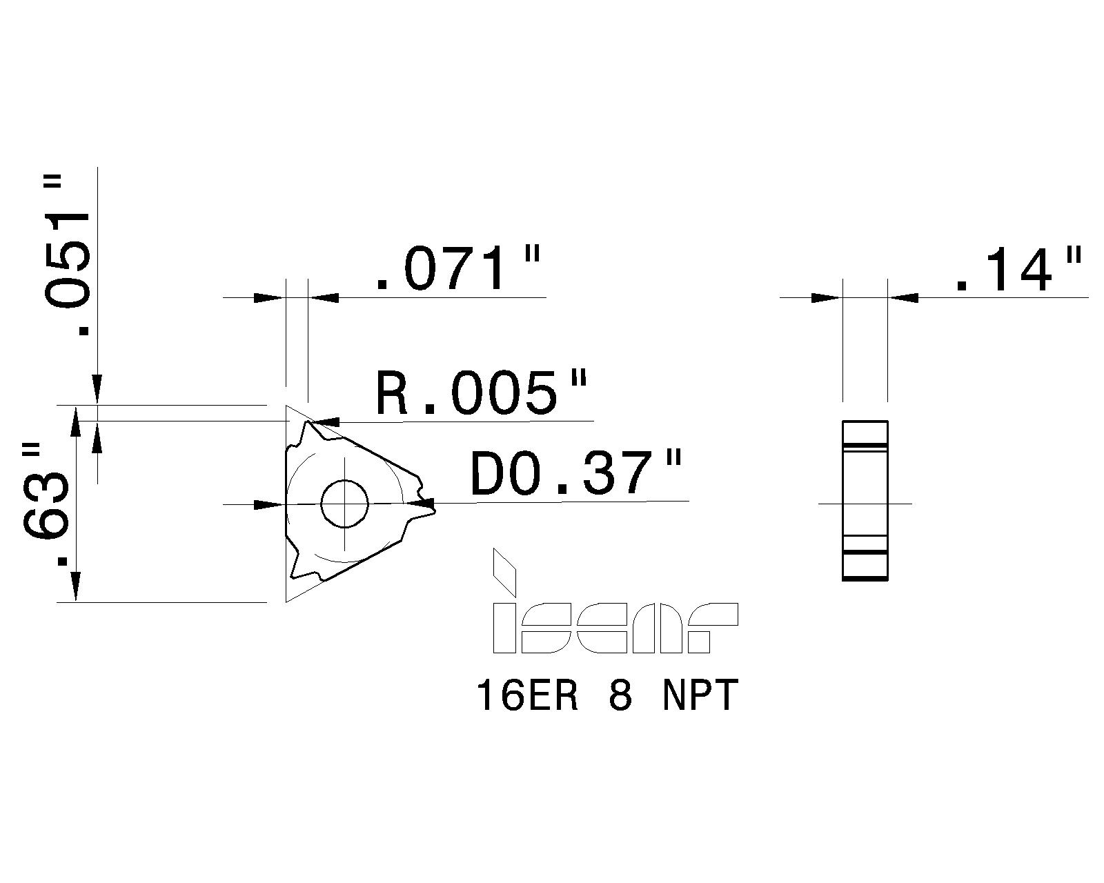 ISCAR Cutting Tools Metal Working Tools ER/LNPT 5994242 16ER 8 NPT