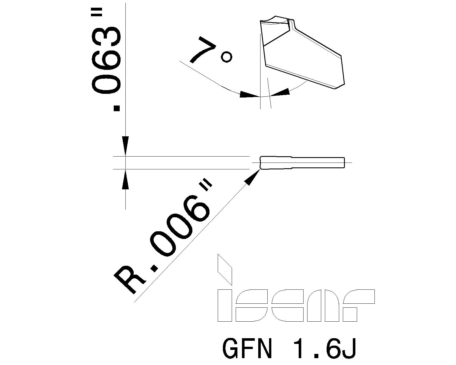 ISCAR Cutting Tools - Metal Working Tools - GFN-J : 6002621 - GFN 1.6J