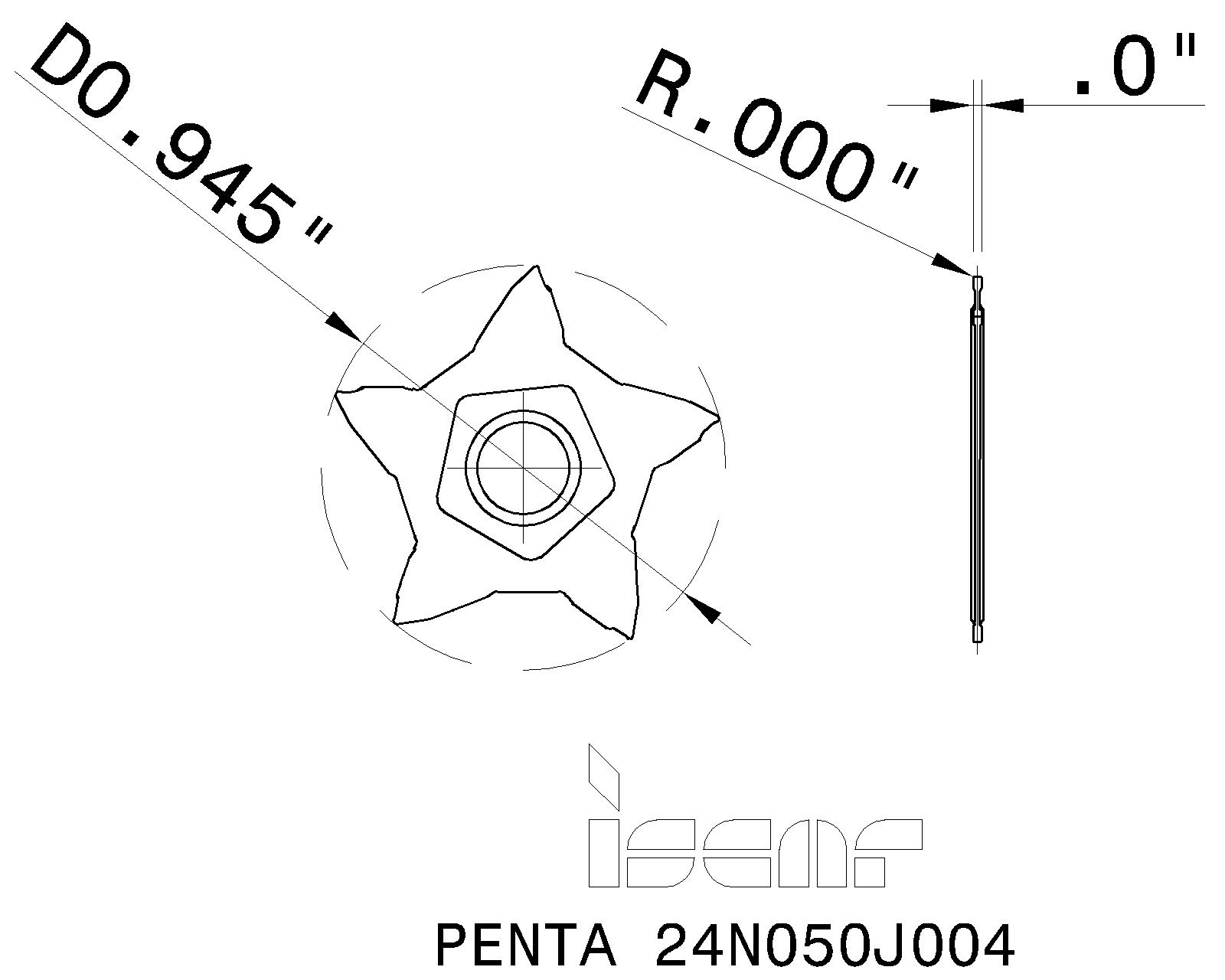 イスカル ペンタカット IC1008 5個 PENTA 24N050J004:IC1008：工具屋