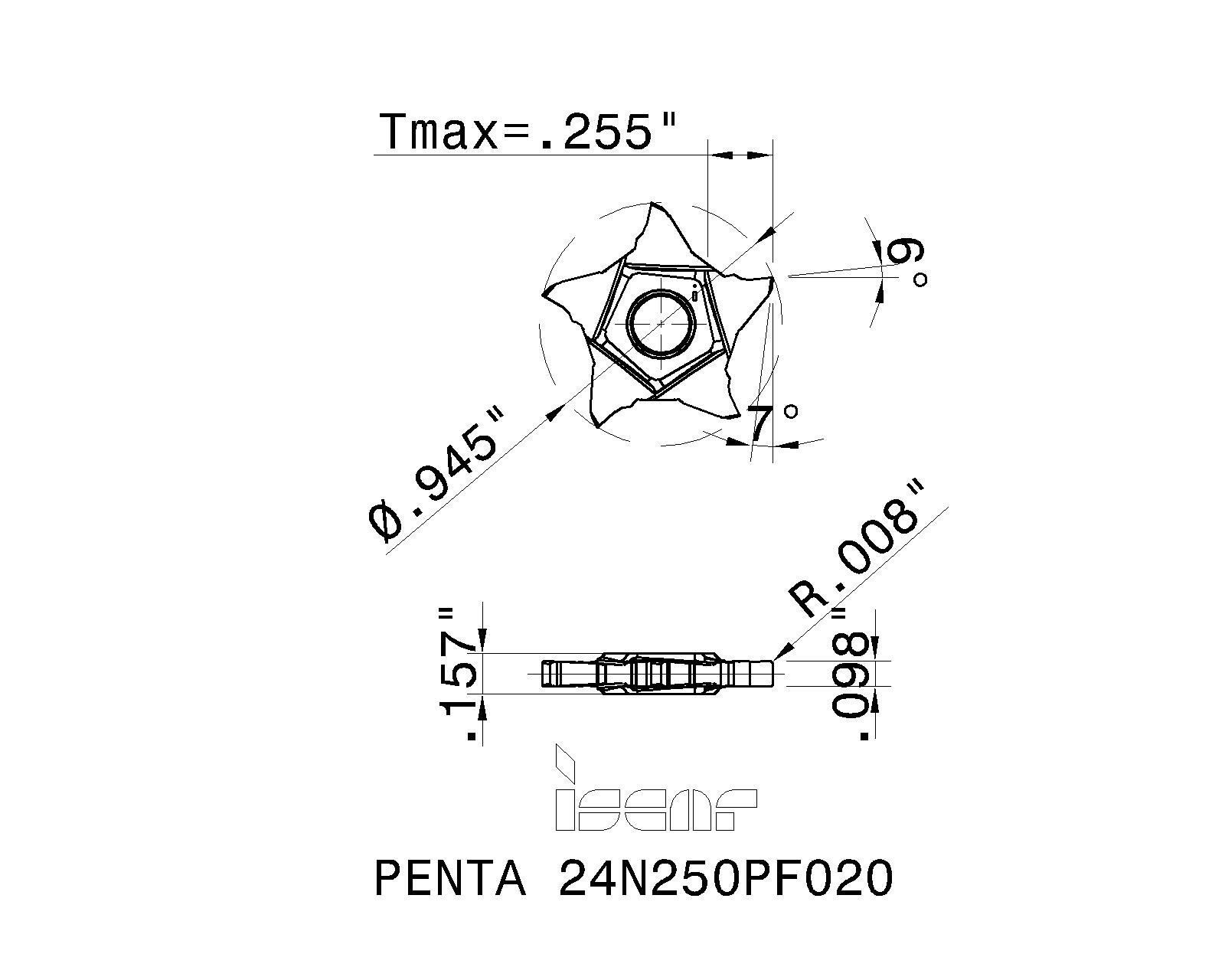 ISCAR Cutting Tools - Metal Working Tools - PENTA 24N-PF/P : 6093325